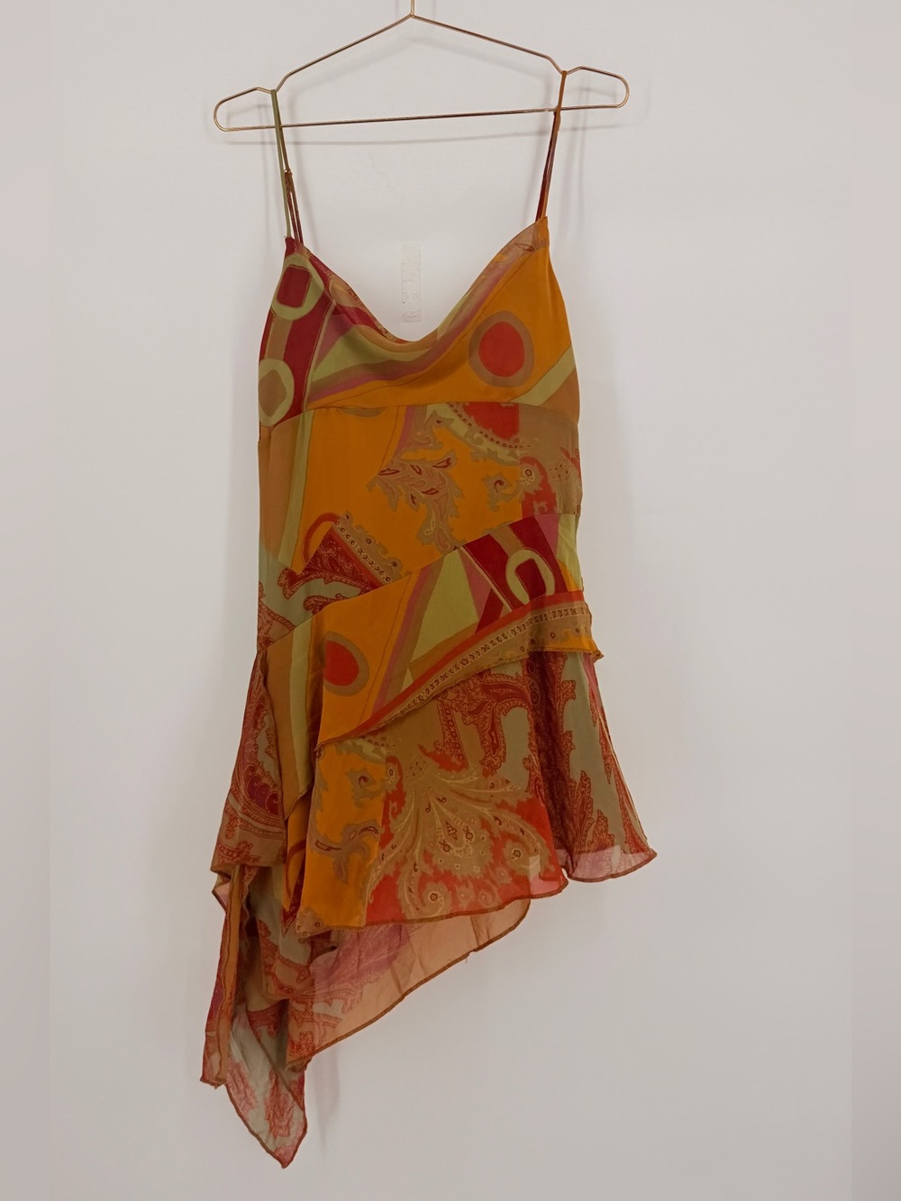 Kimchi Blue Anthropologie Patchwork Paisley Asymmetrical Handkerchief Dress L